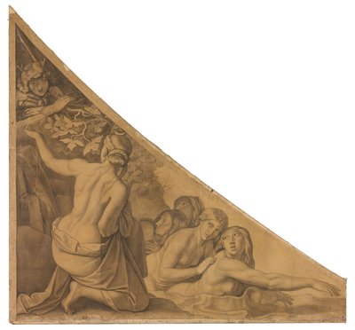 Artemis, von Aktaion überrascht. Karton zu den Deckenbildern der Münchner Glyptothek - Peter von Cornelius