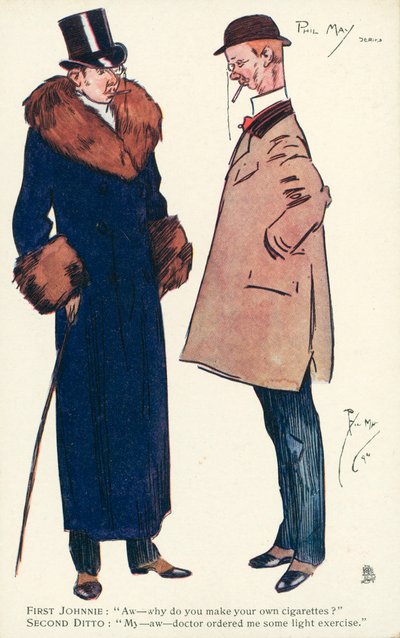 Deux messieurs discutant de cigarettes et d