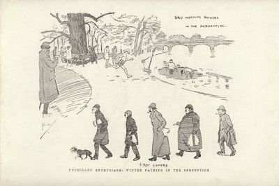 Enthousiasme non refroidi, baignade hivernale dans la Serpentine - Phil May