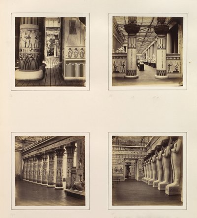 Vue à travers la cour égyptienne, vue à travers des colonnes égyptiennes vers des sculptures classiques, vers 1859 - Philip Henry Delamotte.