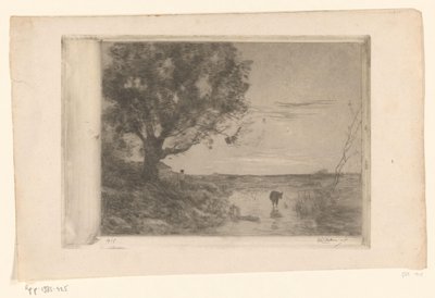 Paysage avec veau dans l
