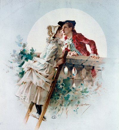 Baiser tendre Scène galante représentant un couple s