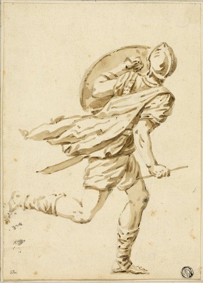 Guerrier romain courant, vu de dos - Philippe Louis Parizeau