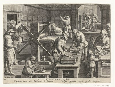 Production de gravures sur cuivre (Scvlptvra in aes, Nieuwe uitvindingen en ontdekkingen, Nova Reperta) - Philips Galle (attributed to workshop of)