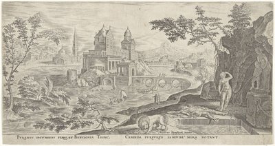 Paysage avec le suicide de Thisbé - Philips Galle