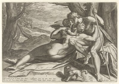 Vénus et Adonis avec Cupidon - Philips Galle