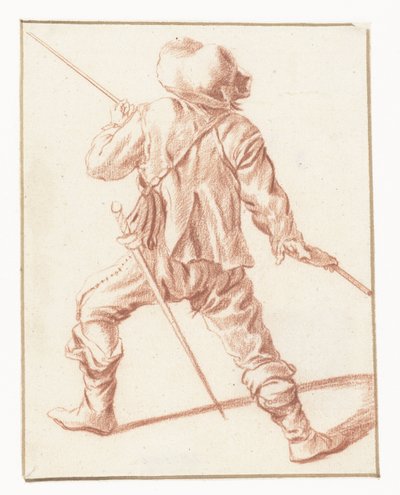 Homme combattant avec une lance, vu de dos - Philips Wouwerman (copy after)