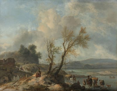 Paysage avec chemin sablonneux au bord d
