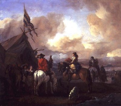Cavaliers dans un camp militaire - Philips Wouwermans or Wouwerman