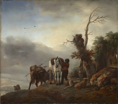 Paysage avec des chevaux de bât - Philips Wouwermans or Wouwerman