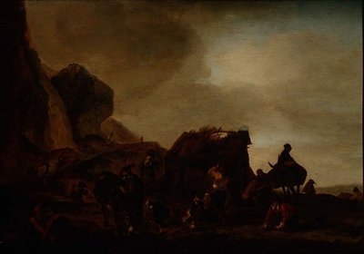 Voyageurs et mendiants près d
