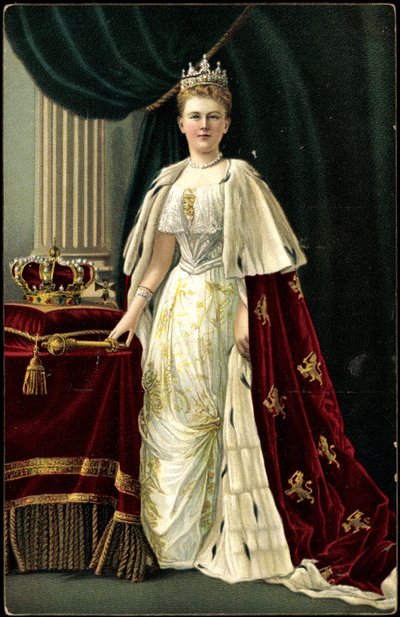 Reine Wilhelmine des Pays-Bas avec couronne, tige - Photographer German