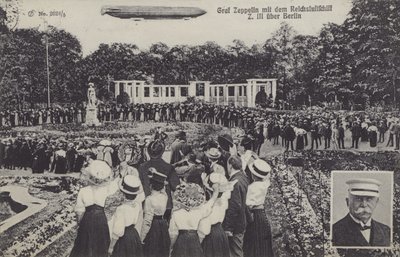Graf Ferdinand von Zeppelin et son dirigeable LZ III au-dessus de Berlin - Photographer German