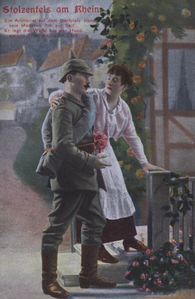 Château de Stolzenfels sur le Rhin, carte postale militaire patriotique allemande (photo en couleur) - Photographer German