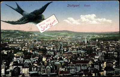 Stuttgart, vue de la ville avec hirondelle - Photographer German