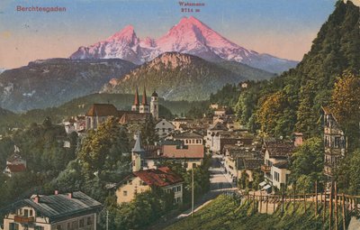 Montagne Watzmann à Berchtesgaden, Allemagne. Carte postale envoyée en 1913. - Photographer German