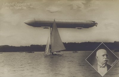 Zeppelin LZ III survolant le lac Tegel, Berlin - Photographer German