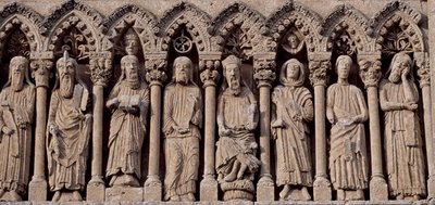 Espagne, Castille-et-León, Cathédrale de Santa Maria, Frise avec des personnages de l
