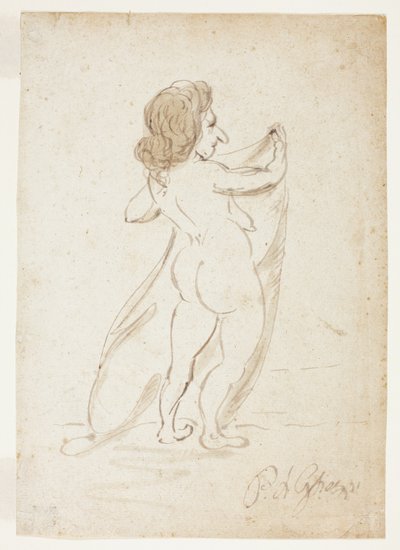 Femme nue debout tenant un voile - Pier Leone Ghezzi