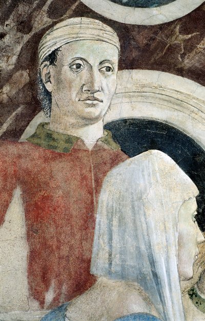 (Détail) de La Légende de la Vraie Croix montrant la découverte et la vérification de la Vraie Croix - Piero della Francesca