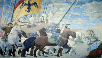 (Détail) de la Légende de la Vraie Croix montrant la victoire de Constantin, par Piero della Francesca - Piero della Francesca
