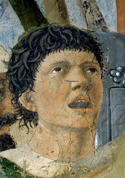 La Légende de la Vraie Croix, la Victoire de Constantin au Pont Milvius, homme criant (détail) - Piero della Francesca