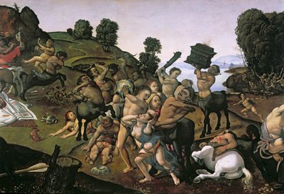 Le combat entre les Lapithes et les Centaures, (détail des Centaures attaquant les Lapithes) vers 1490 - Piero di Cosimo