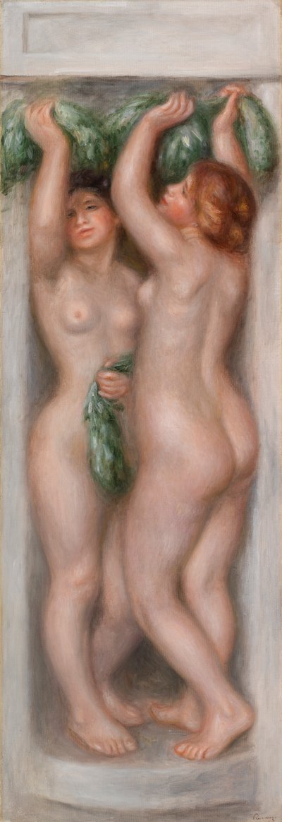 Cariatides ; aussi appelé Deux baigneuses (panneau décoratif) - Pierre-Auguste Renoir