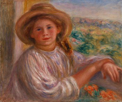 Jeune femme au balcon, Cagnes - Pierre-Auguste Renoir