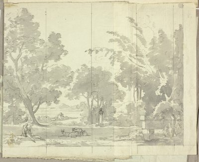 Paysage fantastique avec ruines et personnages - Pierre Antoine Mongin