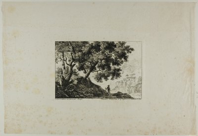 Paysage avec un homme portant un bâton - Pierre Antoine Mongin