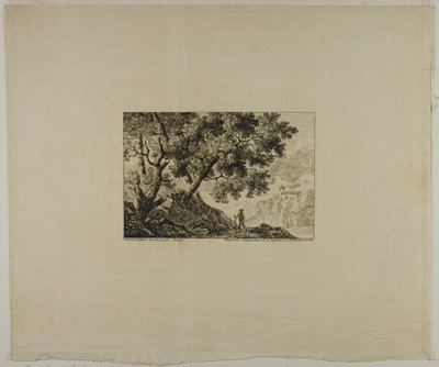 Paysage avec un homme portant un bâton - Pierre Antoine Mongin