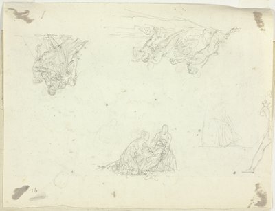 Feuille de croquis : Groupes de figures - Pierre Antoine Mongin
