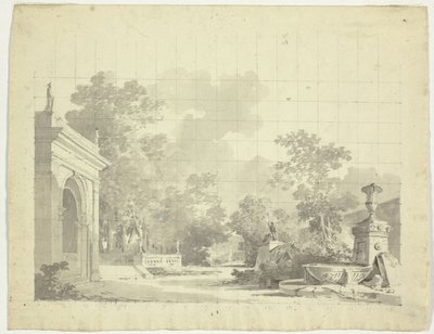 Vue du parc de Versailles : Entrée voûtée d