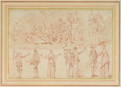 Deux fêtes galantes et études de figures simples et de paires - Pierre Antoine Quillard