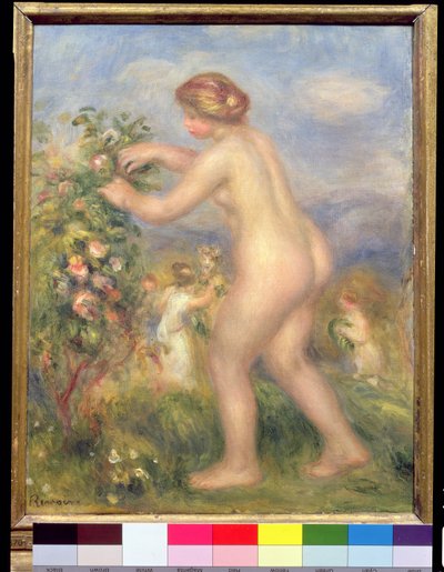 Femme nue cueillant des fleurs - Pierre Auguste Renoir