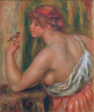 Femme avec un petit oiseau - Pierre Auguste Renoir