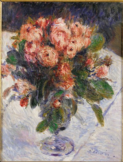 Roses mousseuses (oil on canvas) - Pierre Auguste Renoir