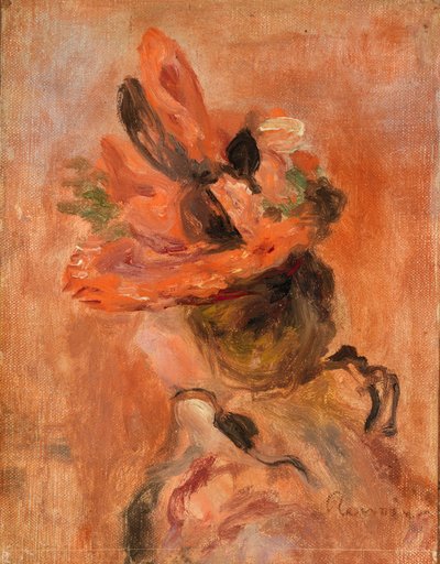 Tête de femme avec chapeau rouge - Pierre Auguste Renoir