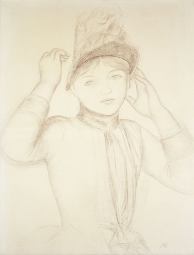 Jeune Femme Arrangeant son Chapeau, vers 1885 - Pierre Auguste Renoir
