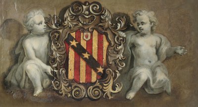 Deux putti soutenant un cartouche avec les armes d