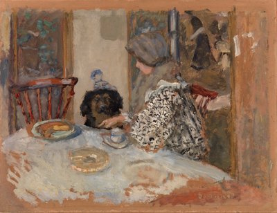 Femme au chien, ou Femme et chien à table - Pierre Bonnard