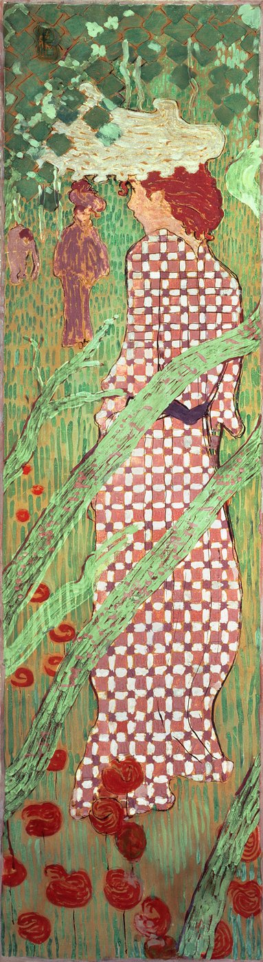 Femme en robe à carreaux, un des quatre panneaux de Femmes dans le jardin, 1891 - Pierre Bonnard