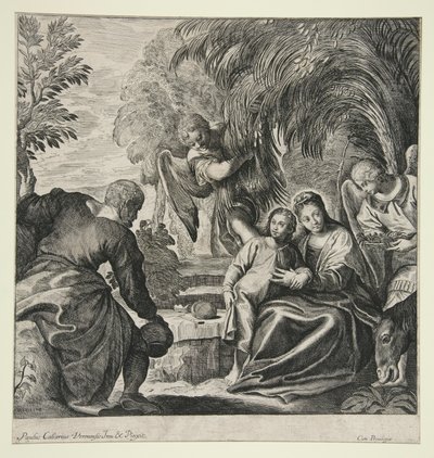 Repos pendant la fuite en Égypte - Pierre Brebiette