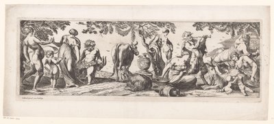 Silenus au repos et sa suite dans un paysage - Pierre Brebiette