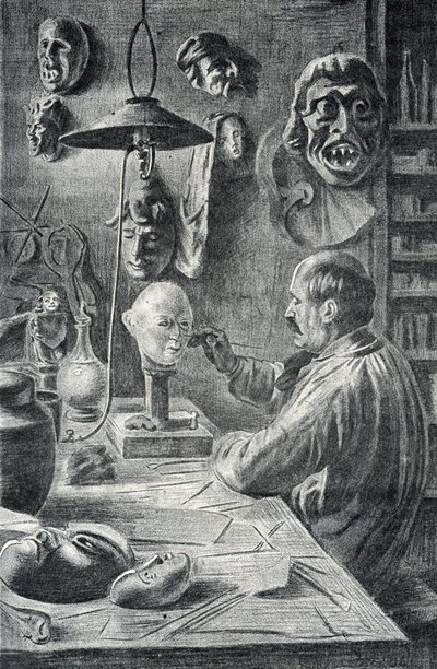 Fabrication de masques de théâtre et de déguisement Gravure tirée de 