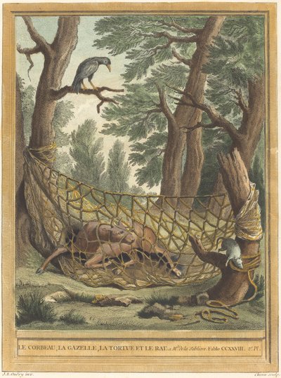 Le corbeau, la gazelle, la tortue et le rat - Pierre Chenu after Jean Baptiste Oudry