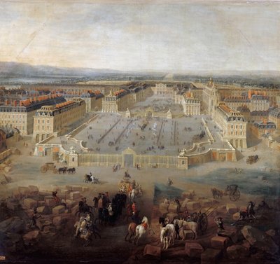 Vue du palais de Versailles depuis la Place d