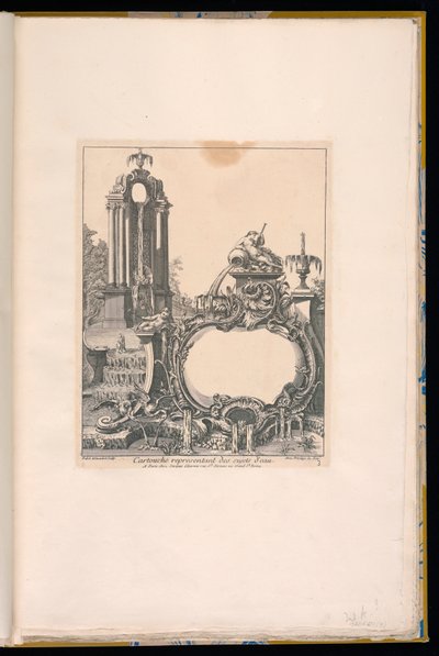 Cartouche entouré de fontaines - Pierre Edme Babel