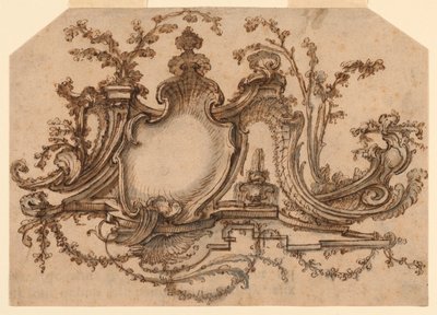 Design pour décoration de panneau avec ornement rocaille - Pierre Edme Babel
